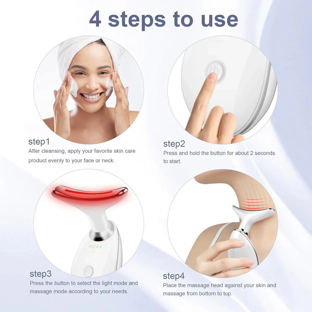 Glowvera™ Red light therapy face & neck lift wrinkle remover tighten massager