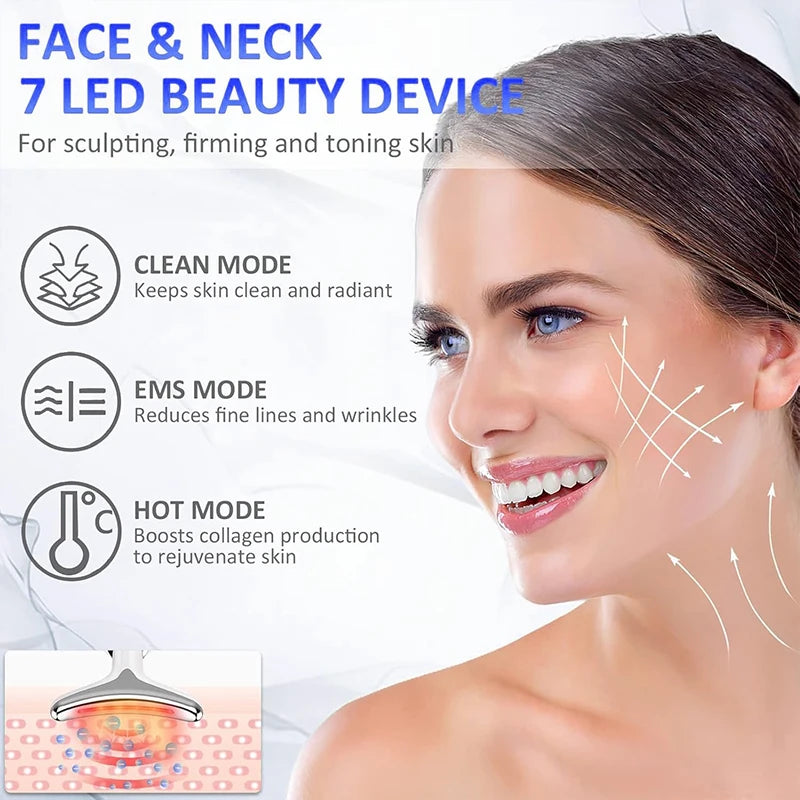 Glowvera™ Red light therapy face & neck lift wrinkle remover tighten massager